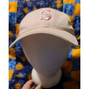 Seattle Mariners Pink Cotton Hat Pink Logo Youth Strapback Hat Vtg